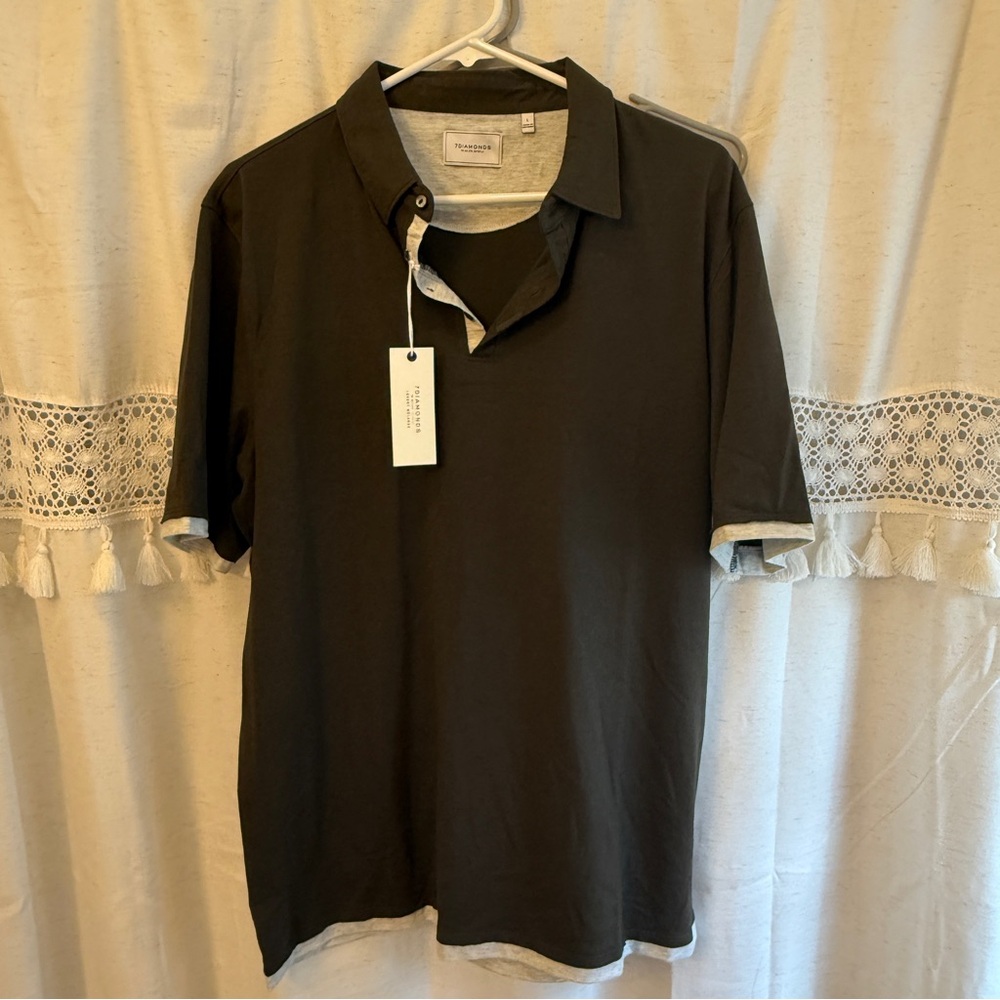 7 Diamonds Charcoal and Light Gray Tee
